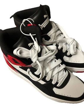 Puma Black, White & Red High-Top Athletic Sneakers Size 5.5Youth